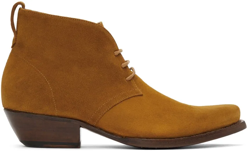 4SDESIGNS Tan Suede Western Boots