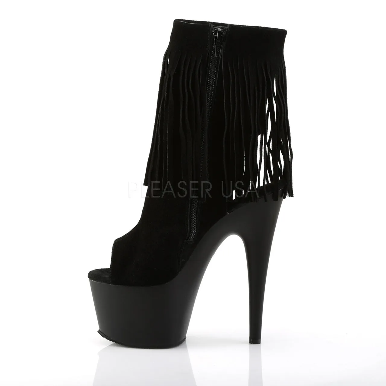 7" Heel Black Open Toe-Heel Ankle Boot*