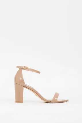Beige Patent Leather Nearlynude Strap Heel