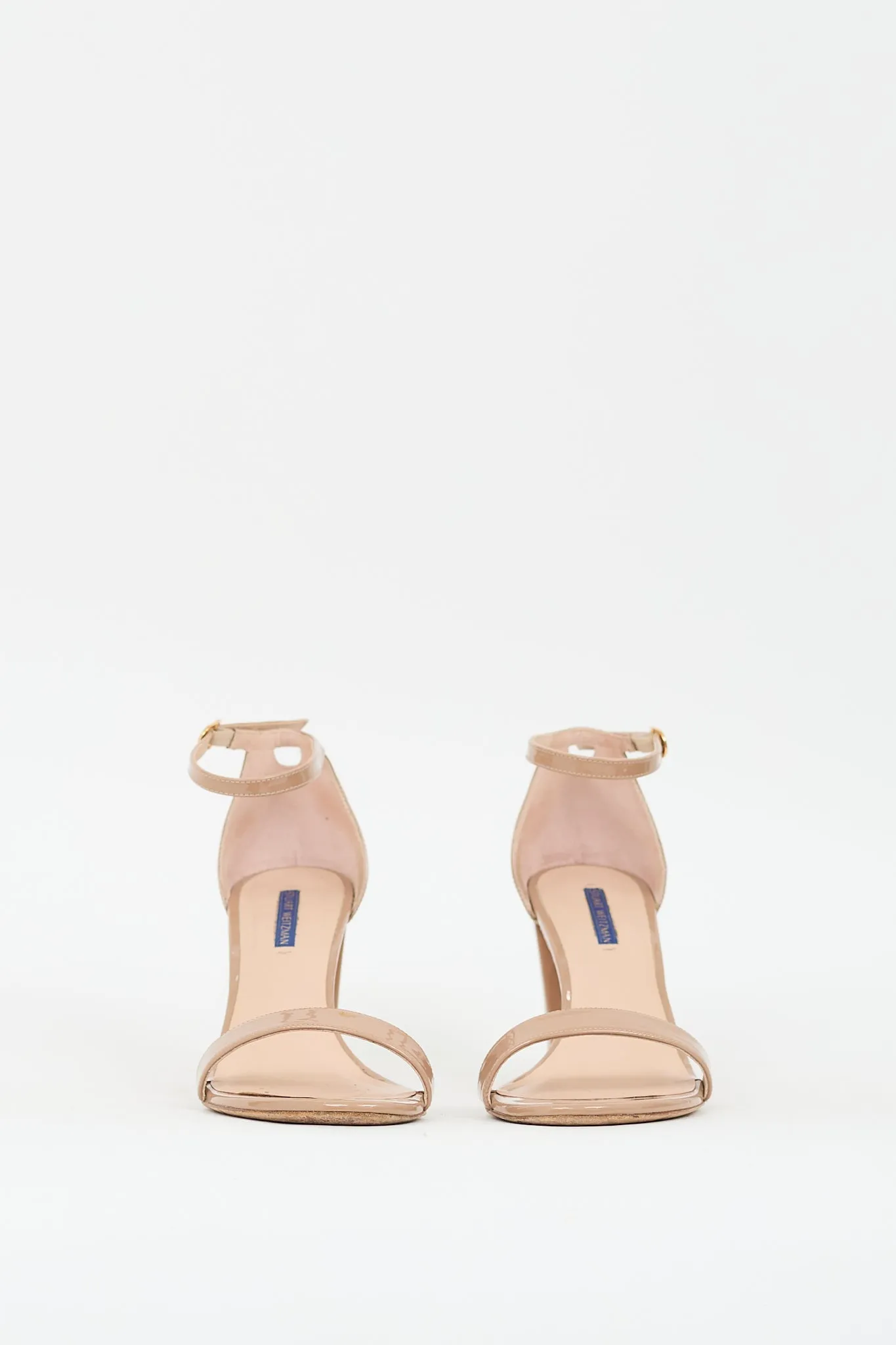 Beige Patent Leather Nearlynude Strap Heel