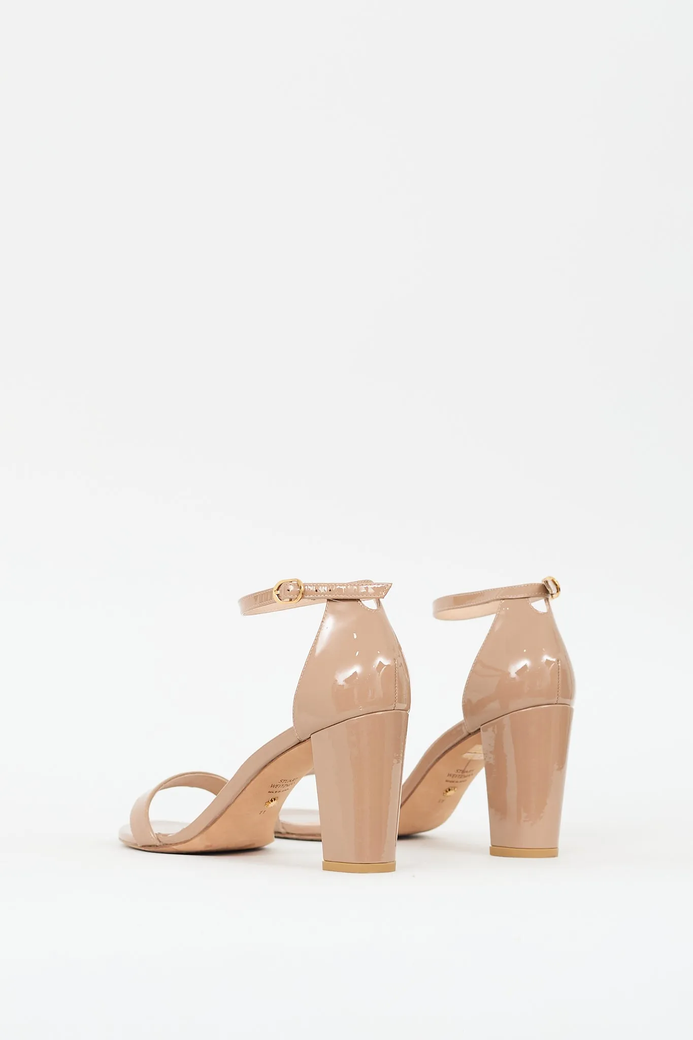 Beige Patent Leather Nearlynude Strap Heel