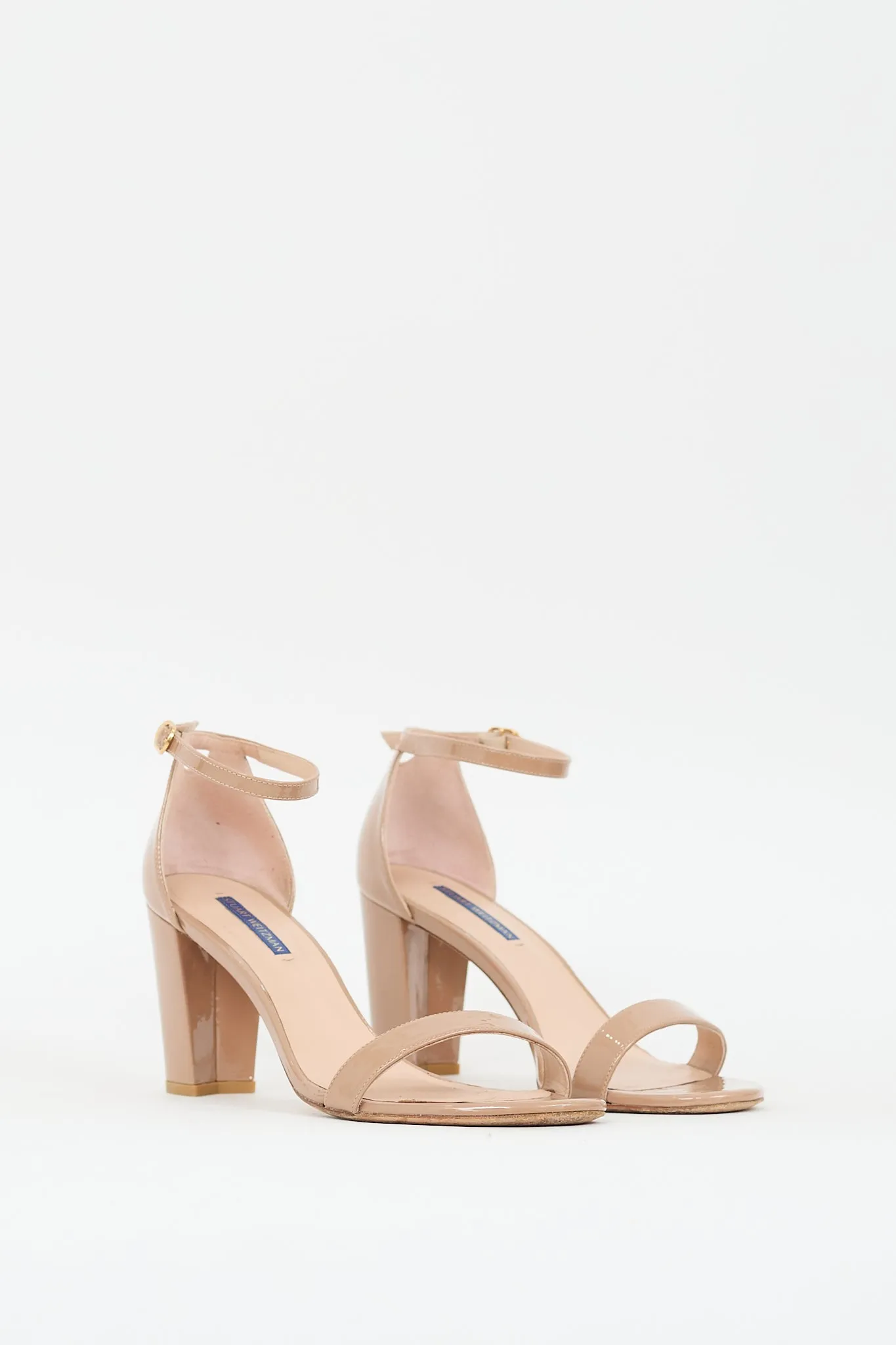 Beige Patent Leather Nearlynude Strap Heel