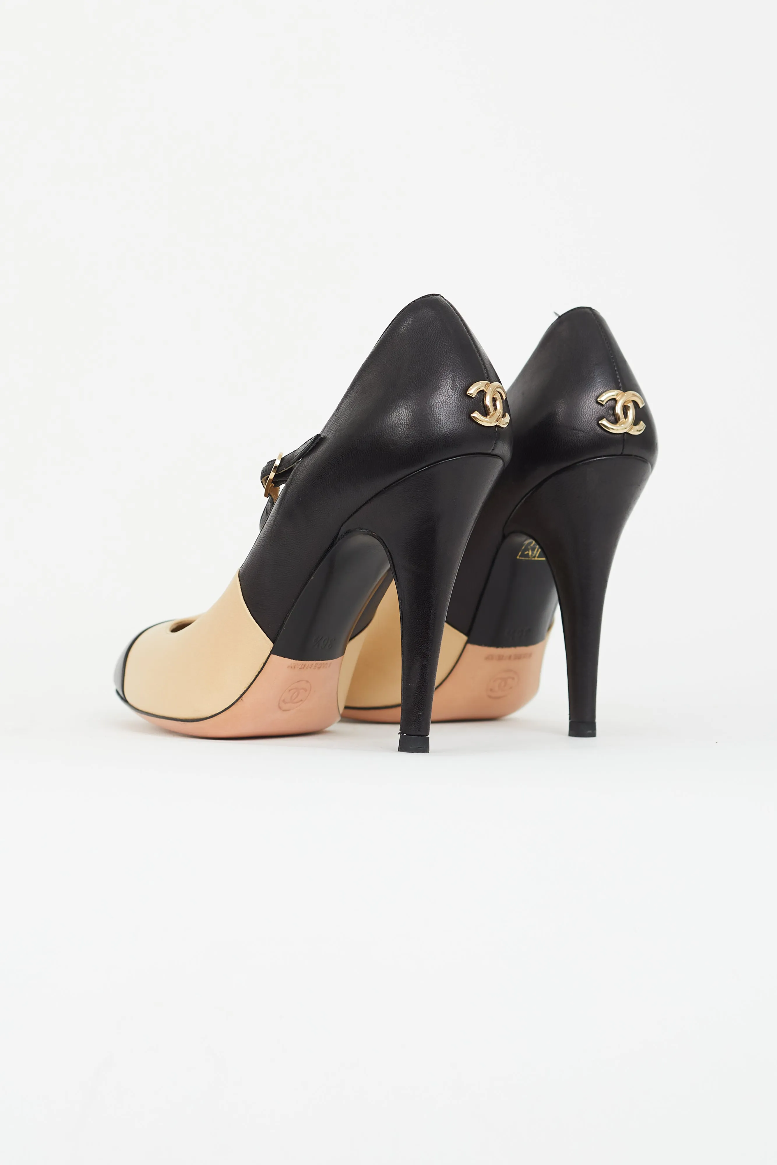 Black & Beige Mary Jane Heel