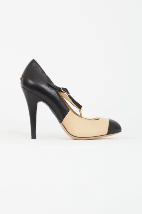 Black & Beige Mary Jane Heel