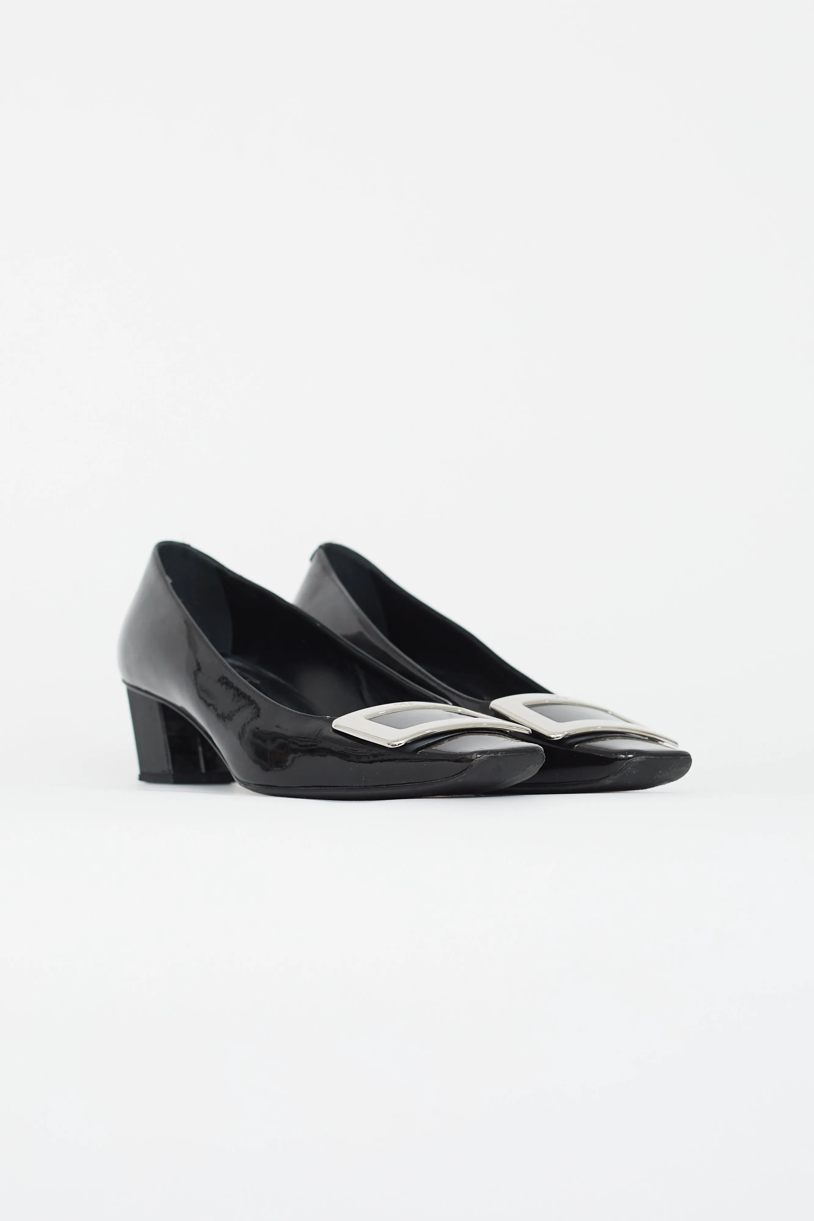 Black & Silver Patent Belle Vivier Heel