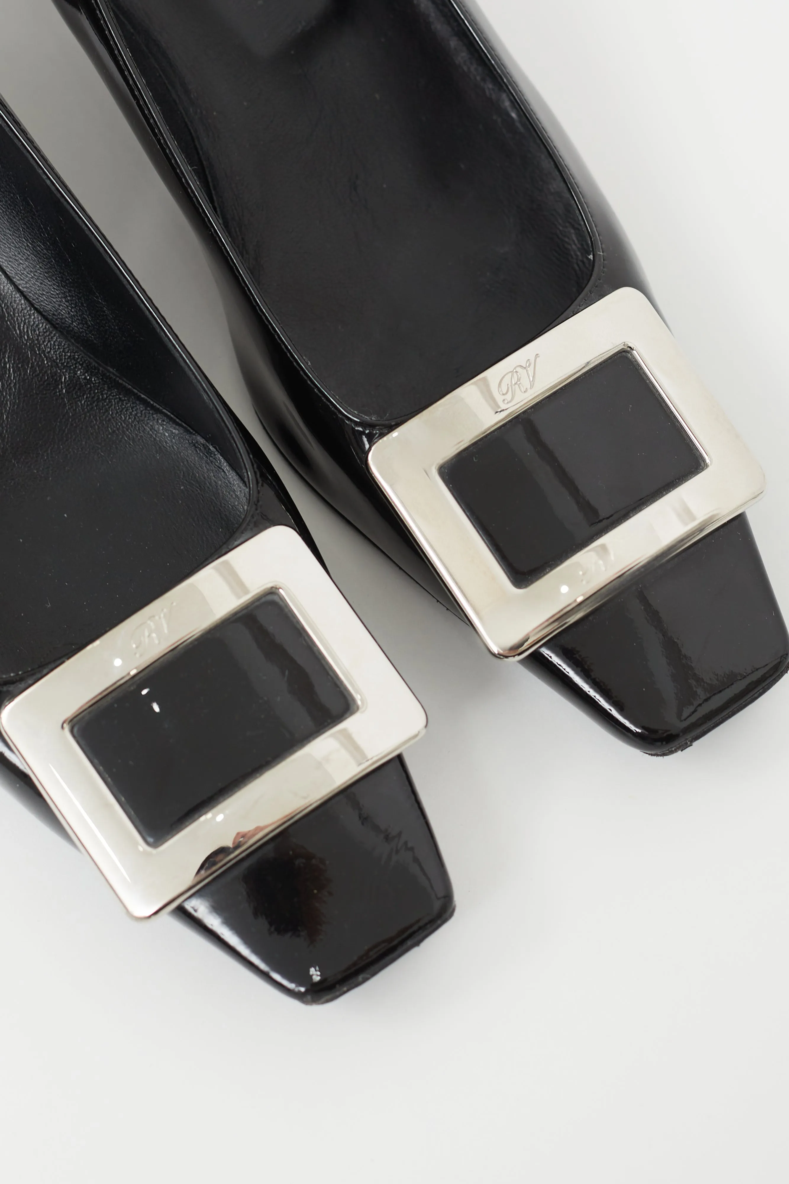 Black & Silver Patent Belle Vivier Heel