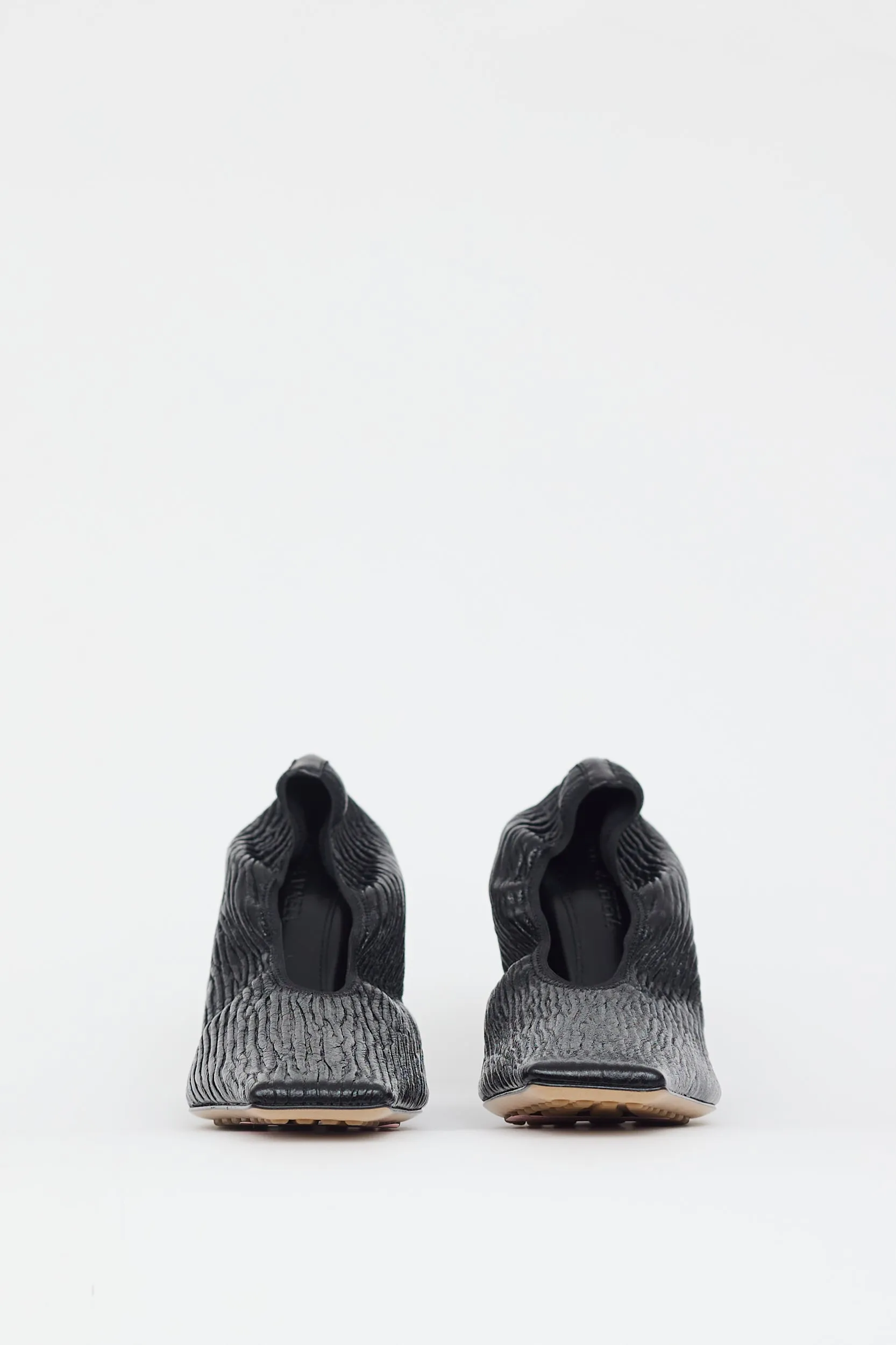 Black Crunch Textured Leather Heel
