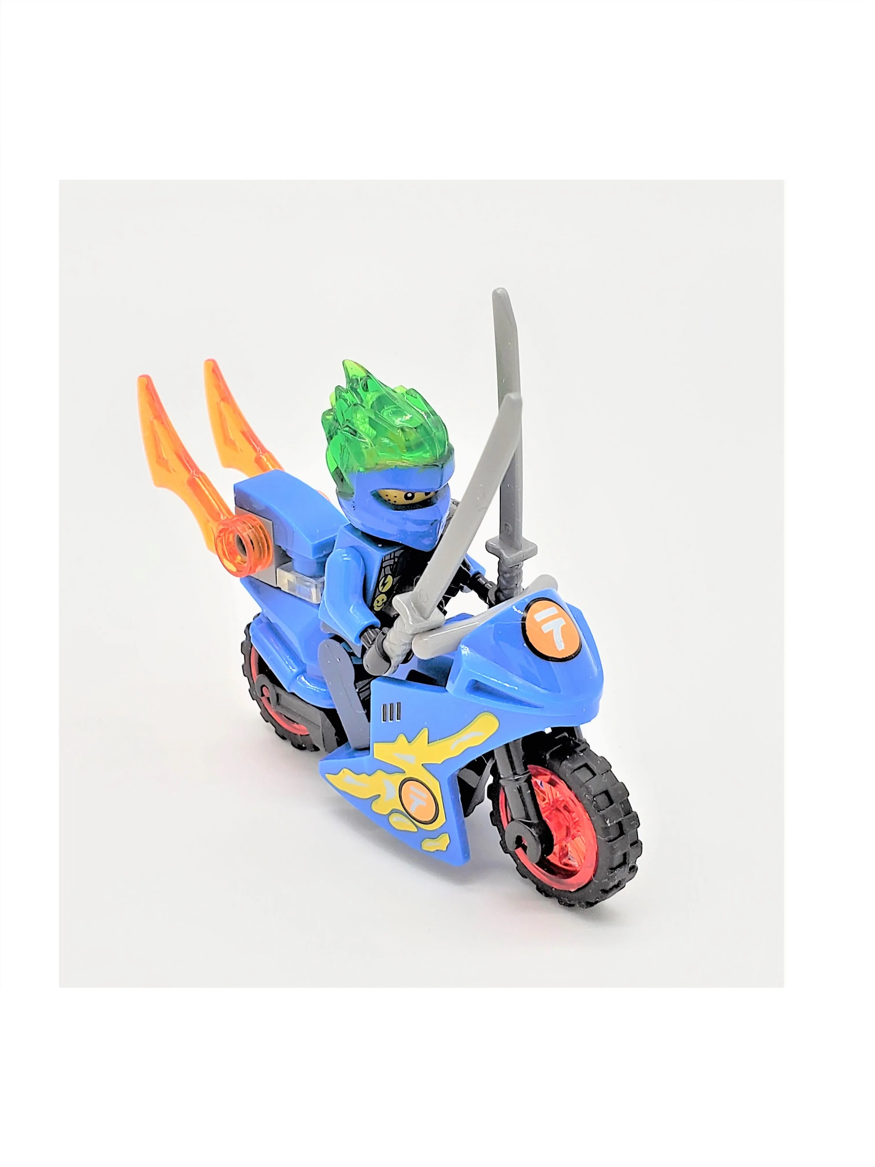 Blue Dragon Ninja Rider Block Figure with Sword and Motorcycle