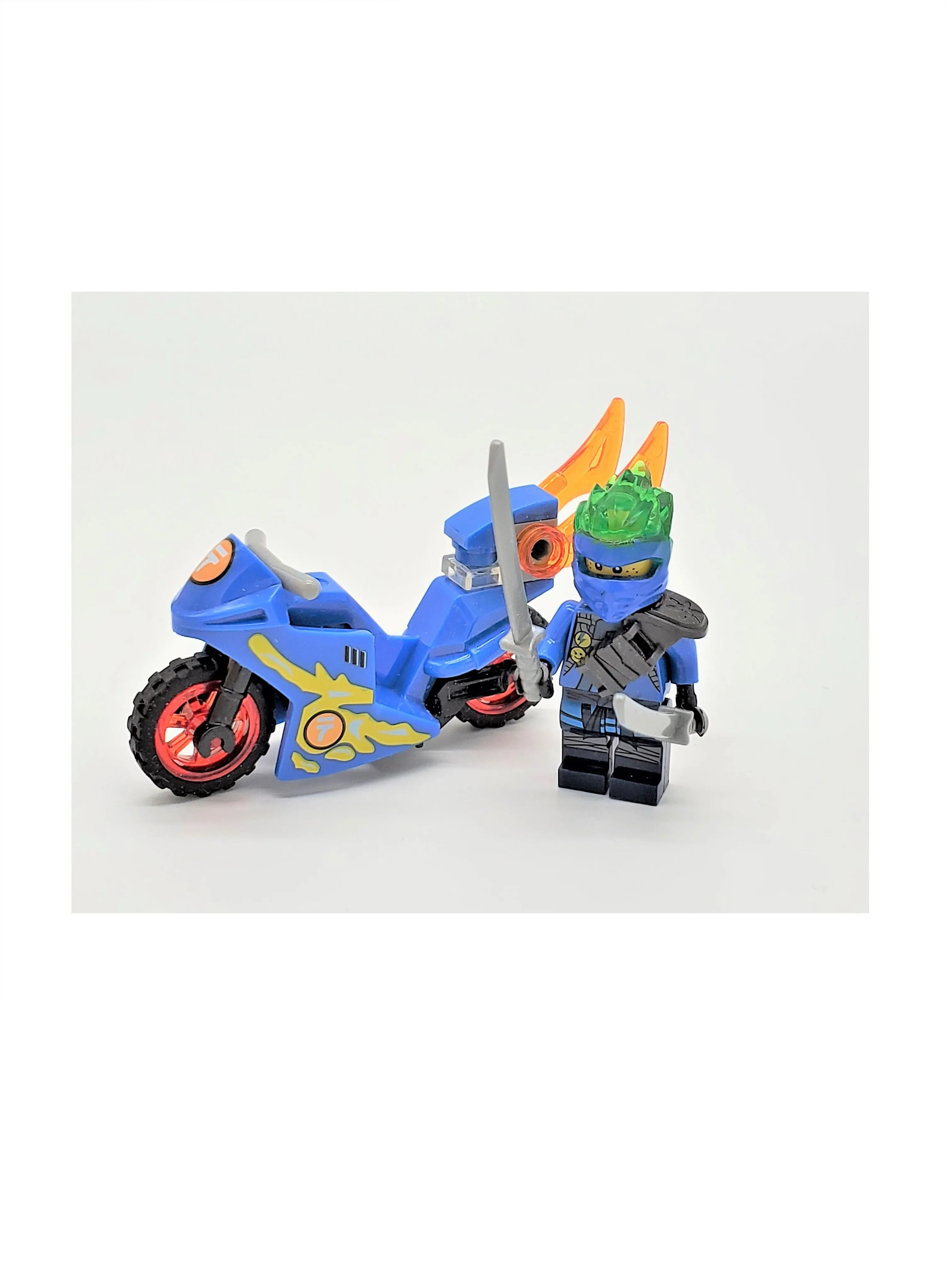 Blue Dragon Ninja Rider Block Figure with Sword and Motorcycle