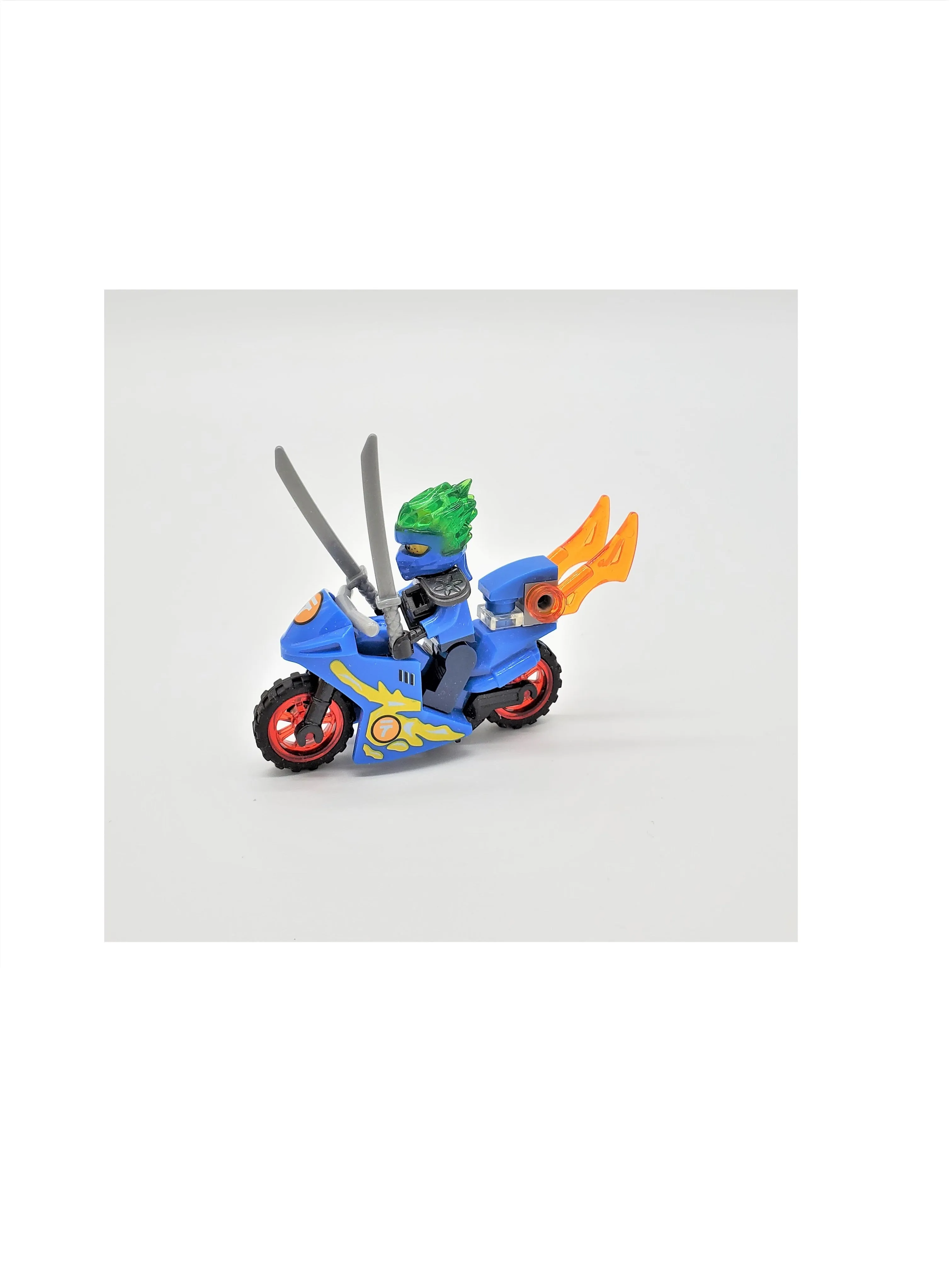 Blue Dragon Ninja Rider Block Figure with Sword and Motorcycle