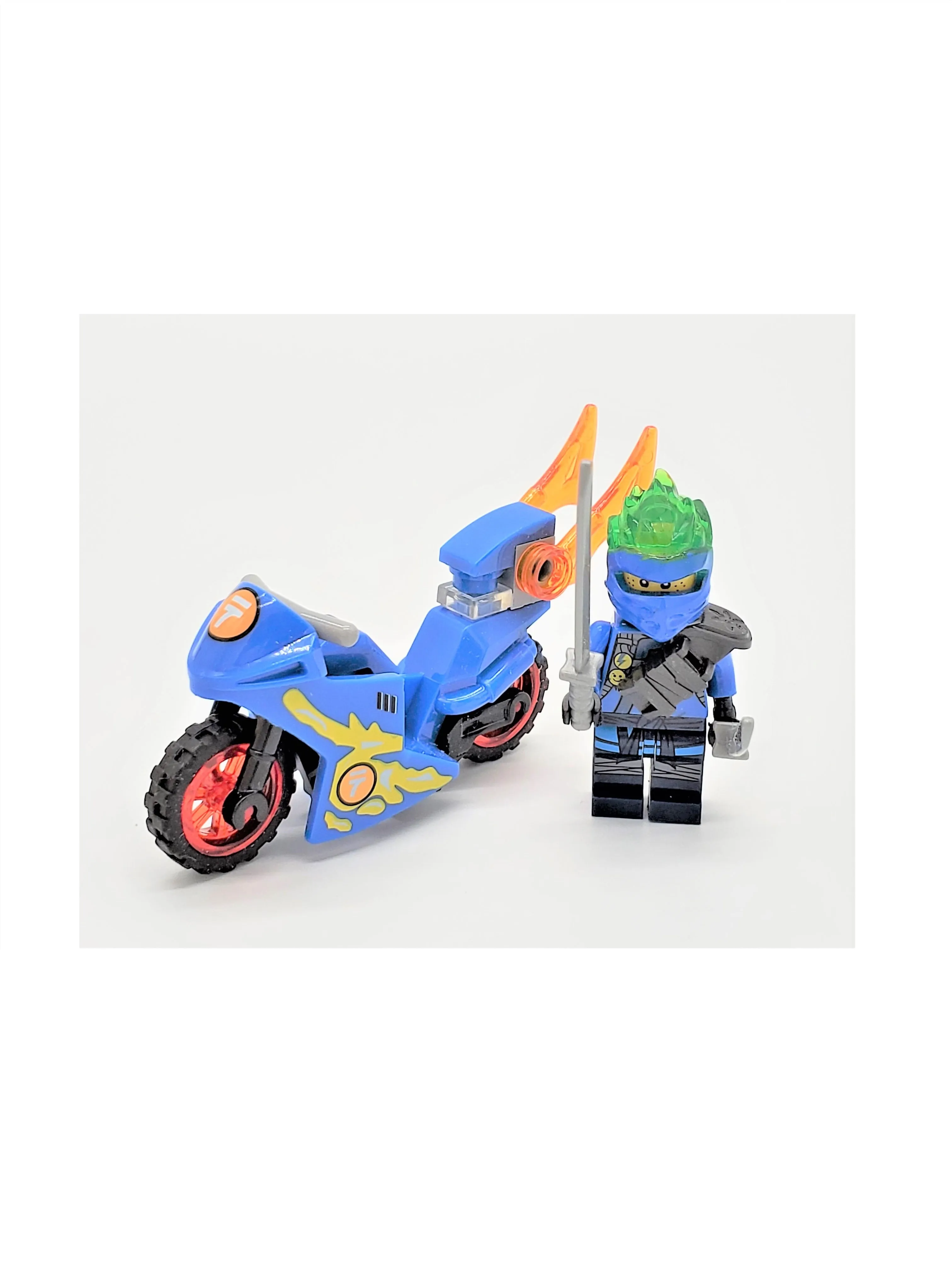 Blue Dragon Ninja Rider Block Figure with Sword and Motorcycle