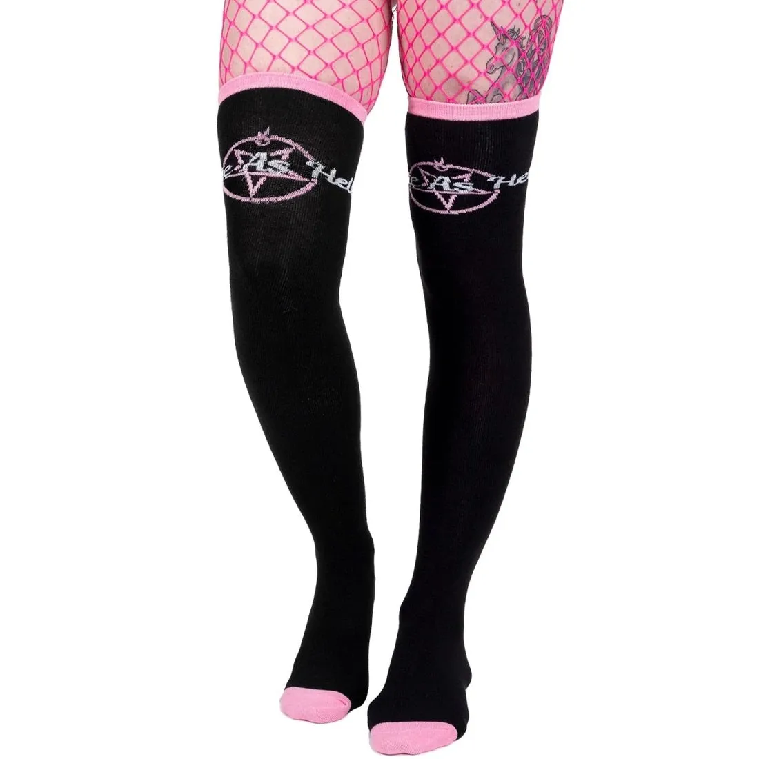 Cute As Hell Pentagrams Thigh High Socks