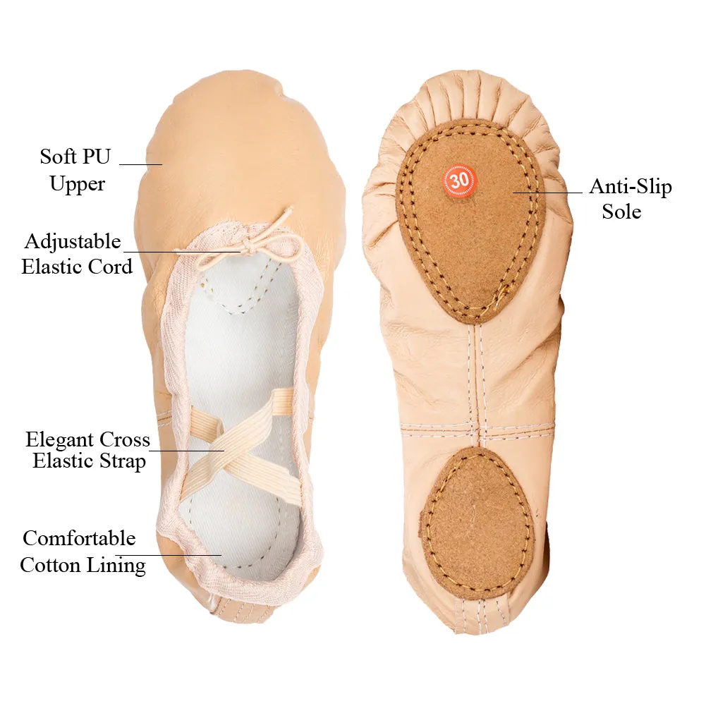 Girls Leather Ballet Slipper Performa Shoes Yoga Dance Practice Slippers