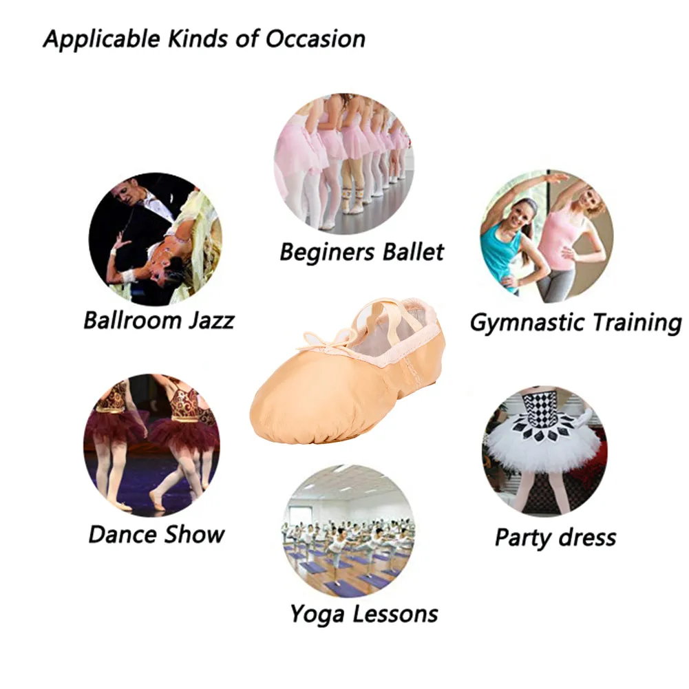 Girls Leather Ballet Slipper Performa Shoes Yoga Dance Practice Slippers