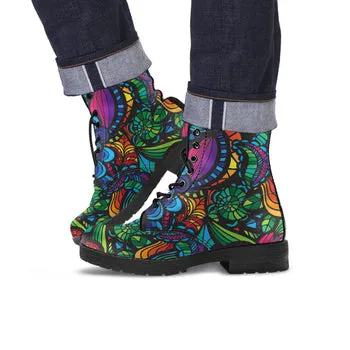 Kaleidoscope Print on Demand Artwork Women's Fur Trimmed Combat Style Boots