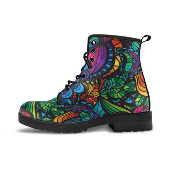 Kaleidoscope Print on Demand Artwork Women's Fur Trimmed Combat Style Boots