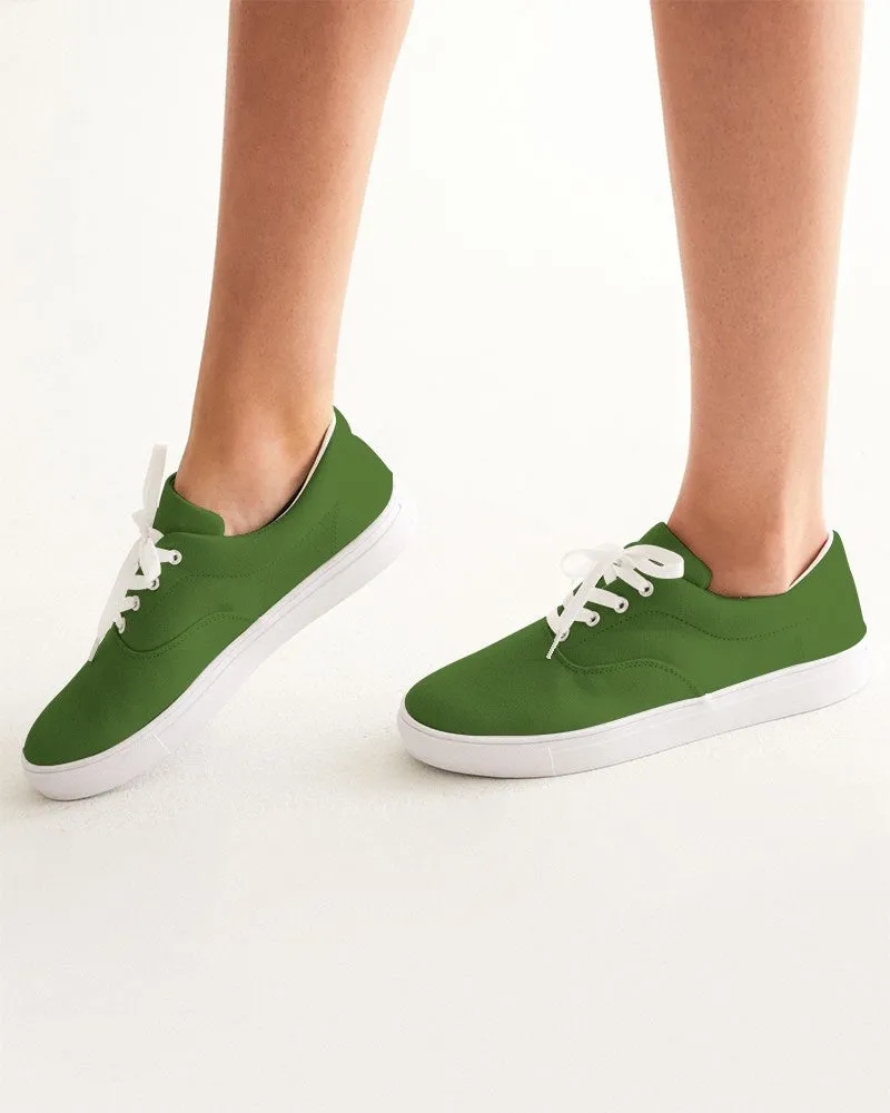 Medium Dark Warm Green Women's Canvas Sneakers | Women's | Medium Dark Pure Warm Green | C50M0Y100K60