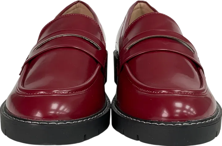 New Look Red Leather-look Chunky Loafers UK 8 EU 41 👠