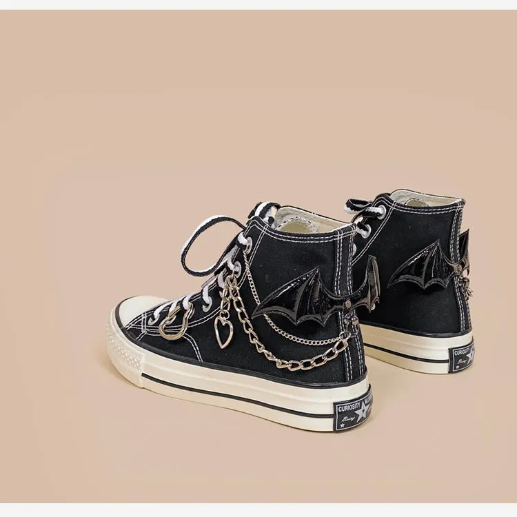 Punk Style Black High Top Canvas Shoes
