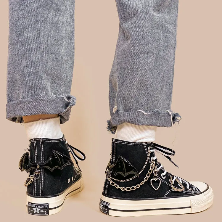 Punk Style Black High Top Canvas Shoes